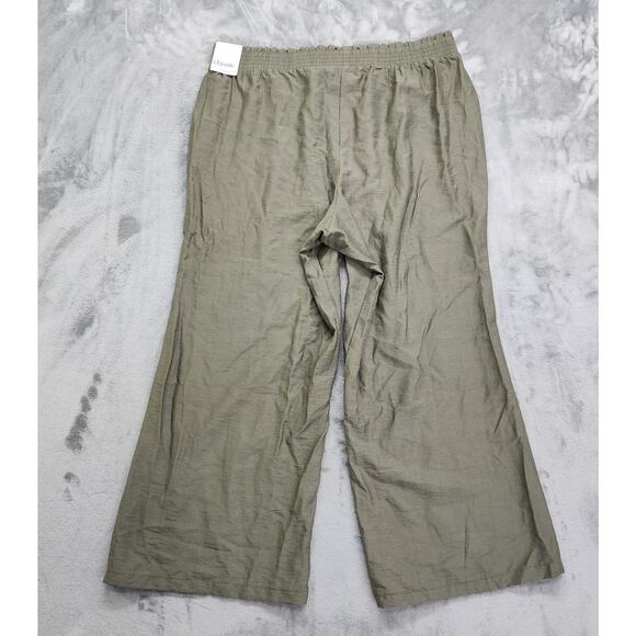 NEW Classic Concepts Pants Womens 2X Green Pull On Wide Leg Drawstring Flowy - Picture 2 of 11